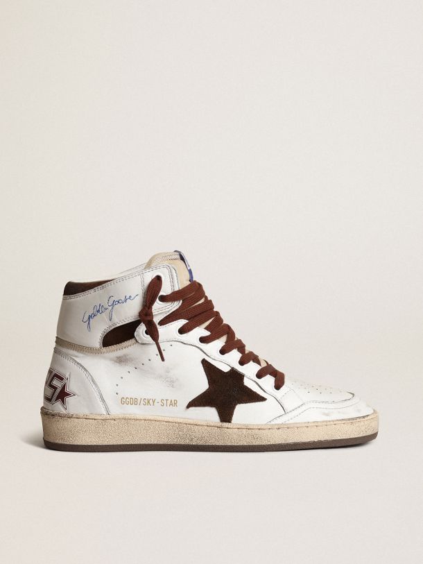 Women’s Sky-Star in white nappa leather with chocolate suede star