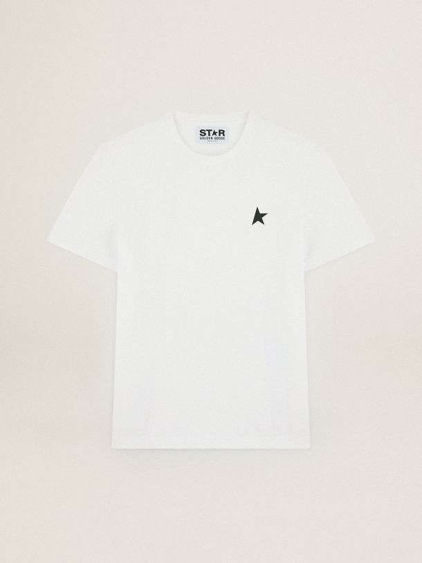 Weißes T-Shirt aus der Star Collection mit grünem Kontraststern auf der Vorderseite