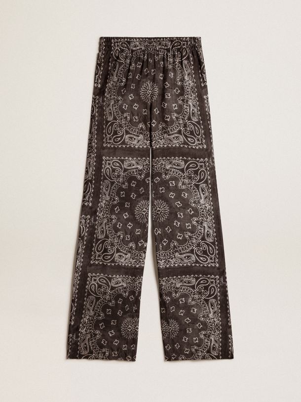 Anthracite-gray joggers with paisley print