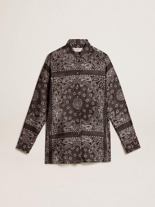 Pajama shirt in anthracite gray with paisley print