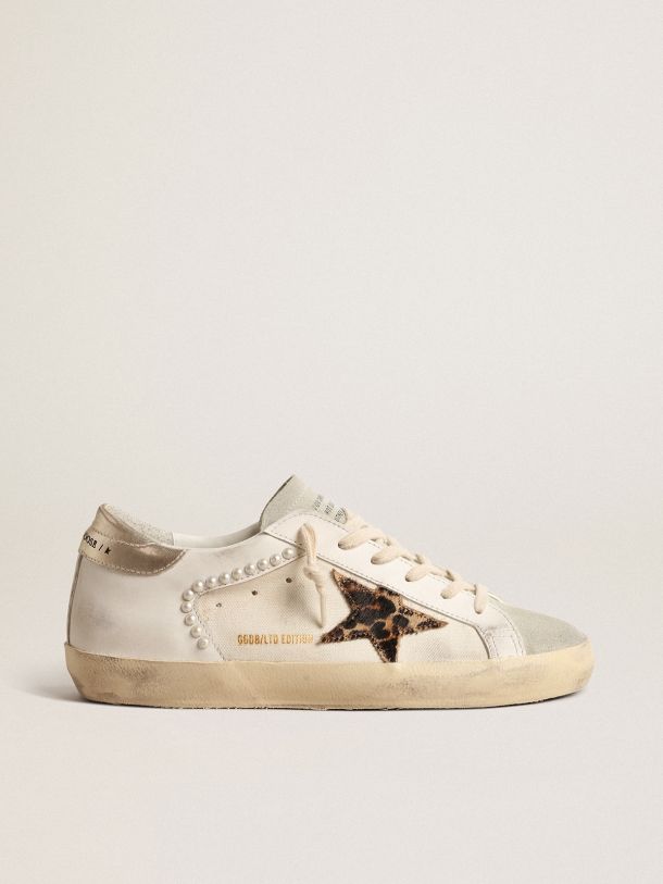 Super-Star LTD in canvas and leather with leopard-print pony skin star
