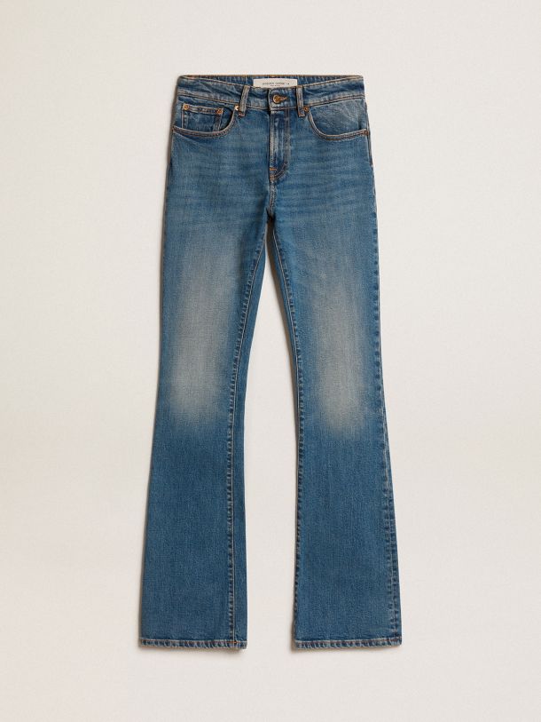 Blue jeans in elasticated fabric