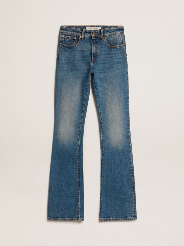 Pantalon bleu denim en tissu élastique