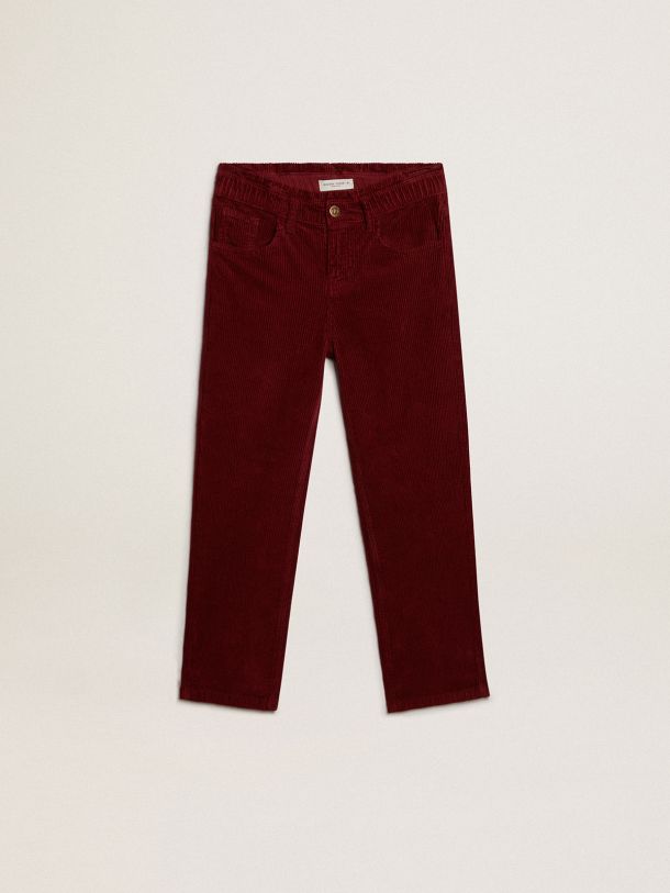 Burgundy cotton wide-leg pants 