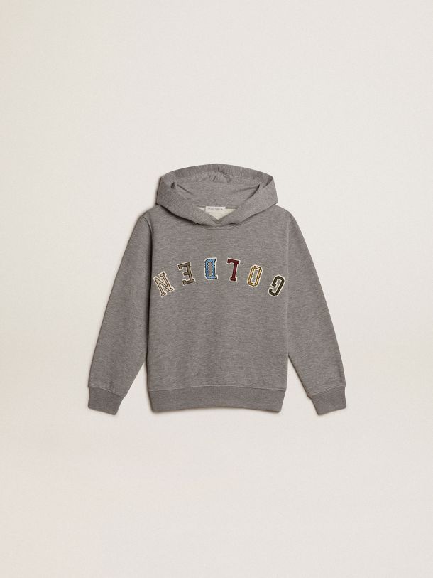 Boys’ gray cotton hooded sweatshirt