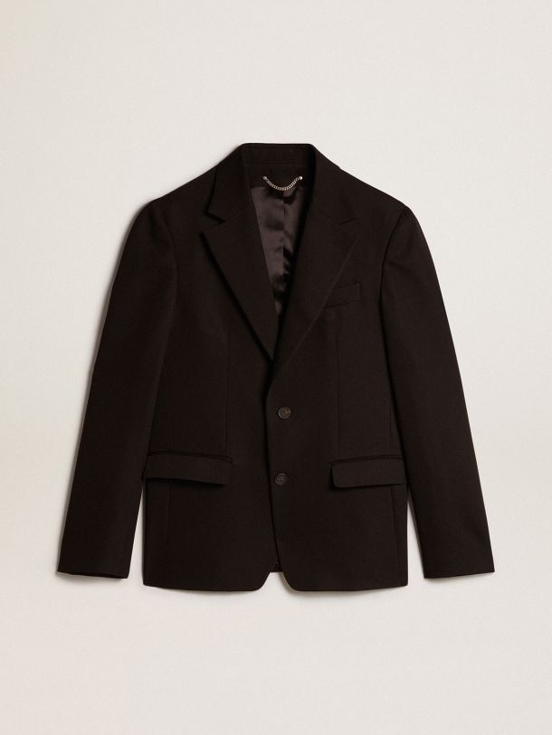 Black wool and viscose blend single-breasted blazer