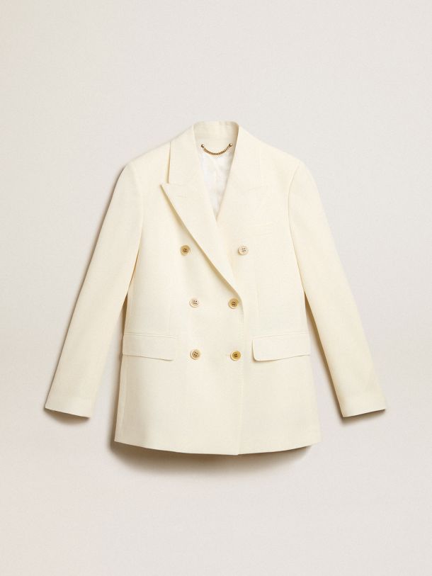 Women’s aged white double-breasted blazer