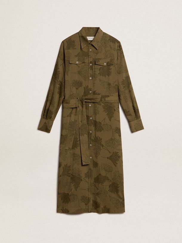 여성 플로럴 프린트 비스코스 코튼 셔츠 드레스