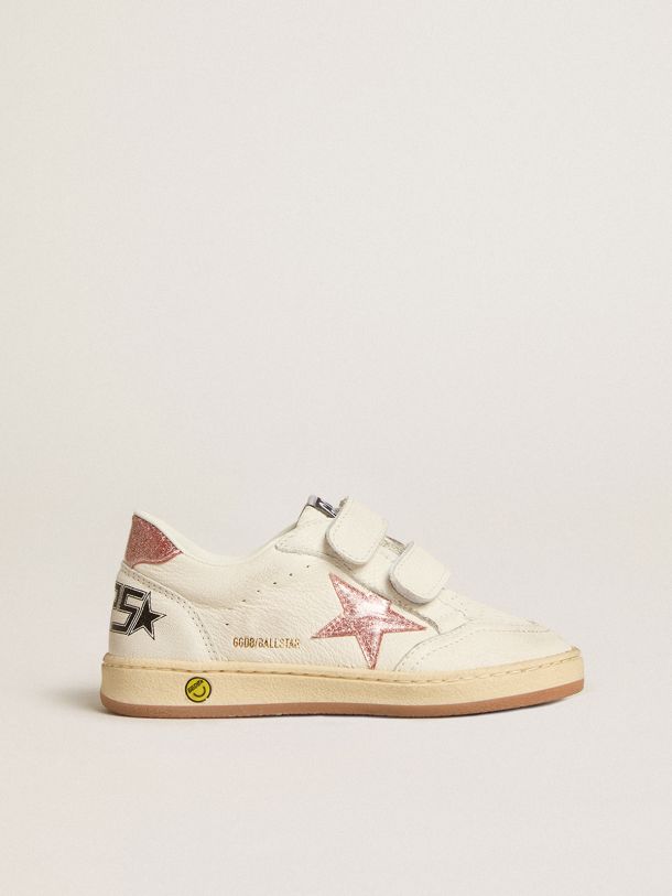 Ball Star Young in nappa with peach-pink glitter star and heel tab