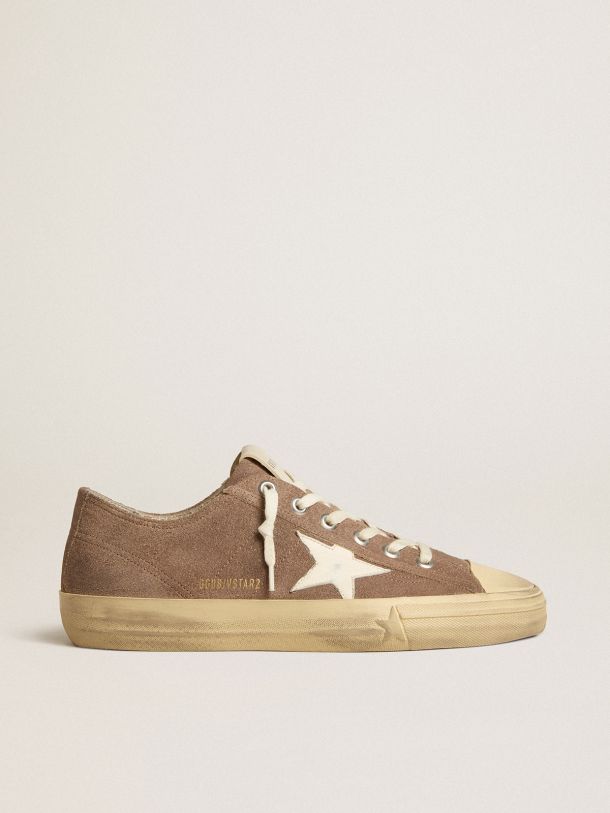 V-Star in dove-gray suede with white nappa leather star