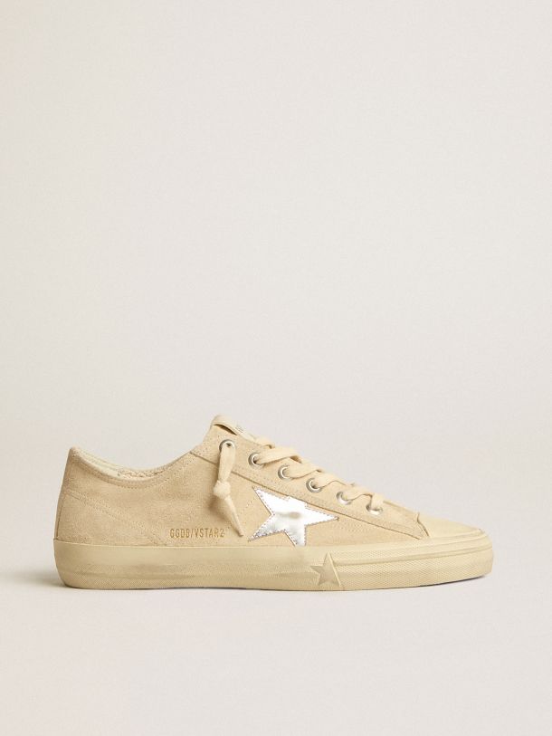 Men’s V-Star in pearl suede with silver metallic leather star