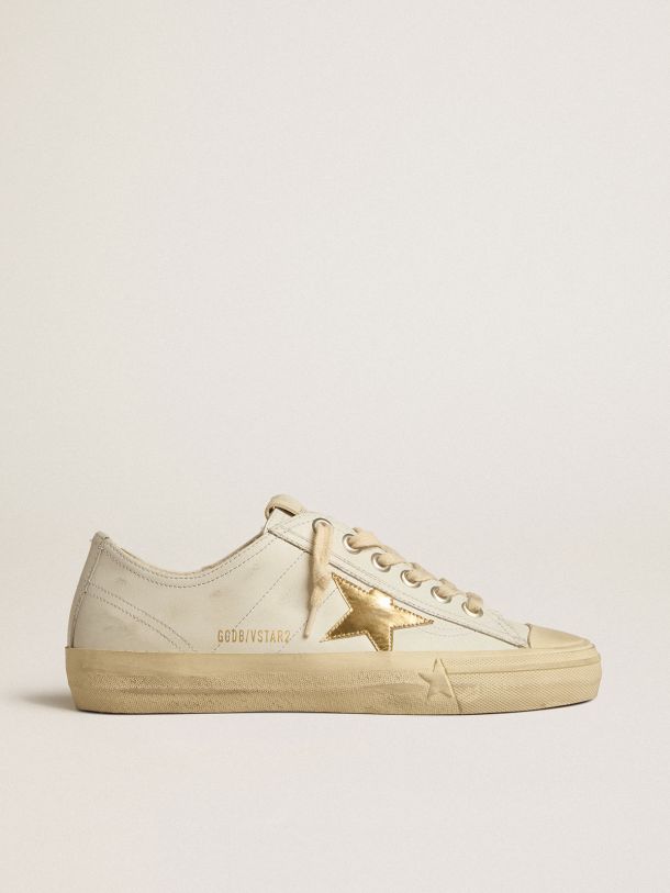 V-Star in white leather with gold metallic leather star