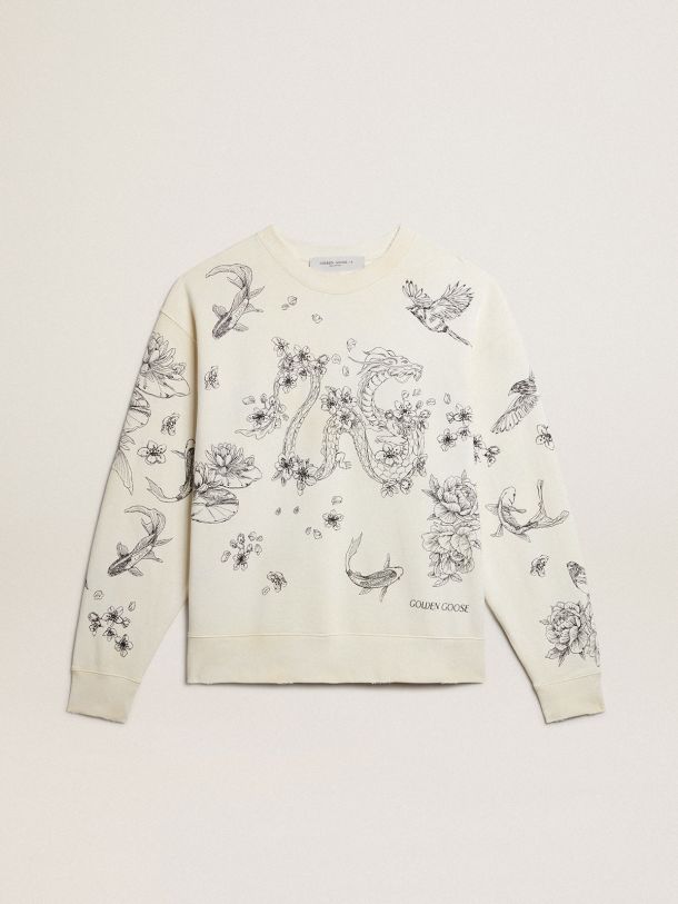 apple-print sweatshirt Bianco, Women's Clothing