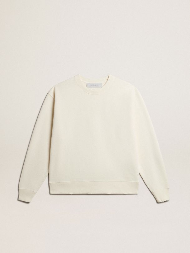 Sweatshirt in aged white with reverse logo on the back - Asian fit