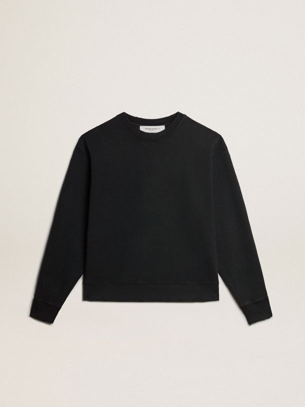 Sweatshirt in washed black with reverse logo on the back - Asian fit