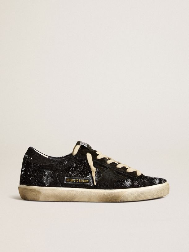 Women’s Super-Star in black velvet and suede with black suede star