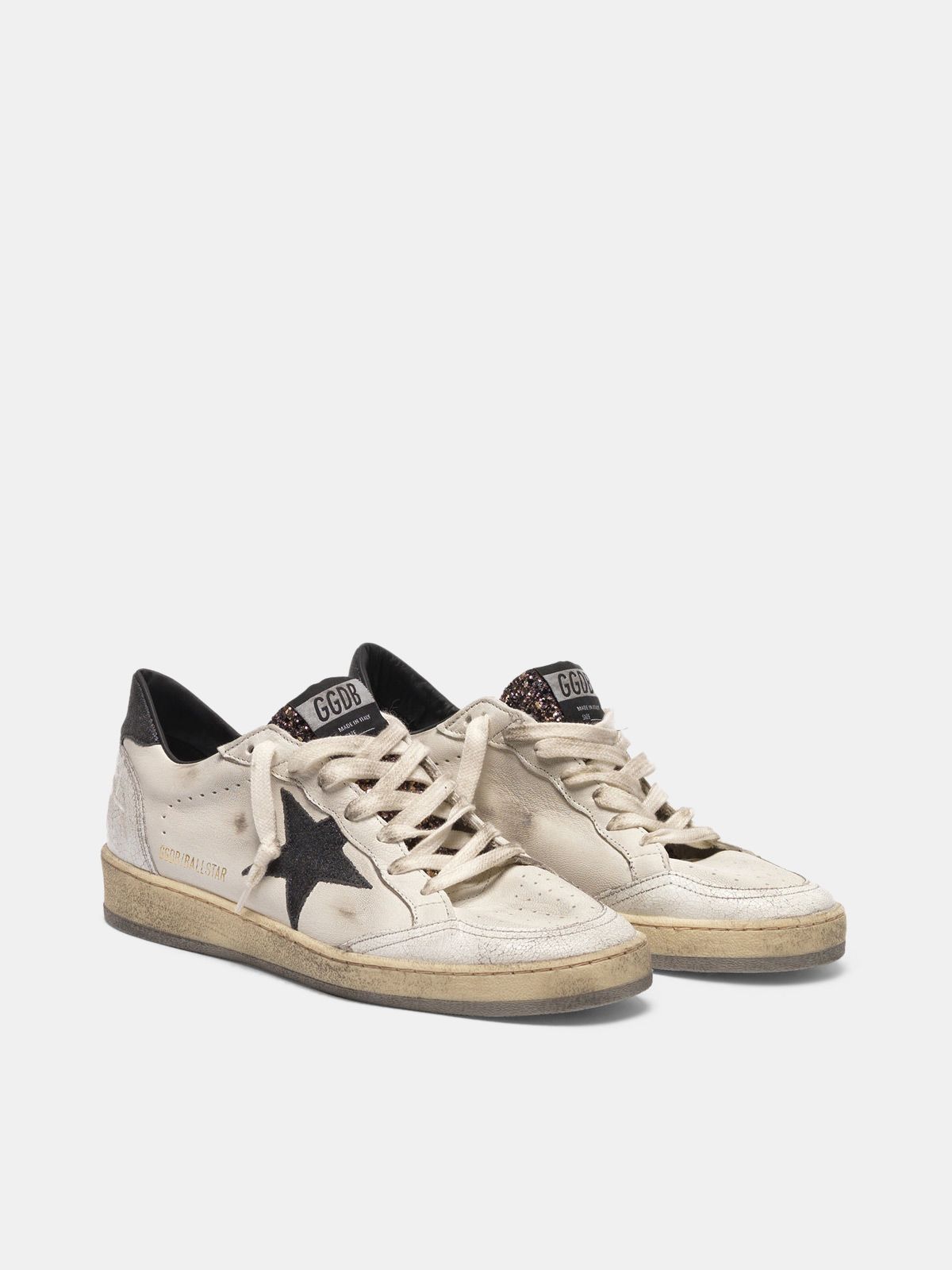 ball star sneakers with ggdb star and glittery heel tab