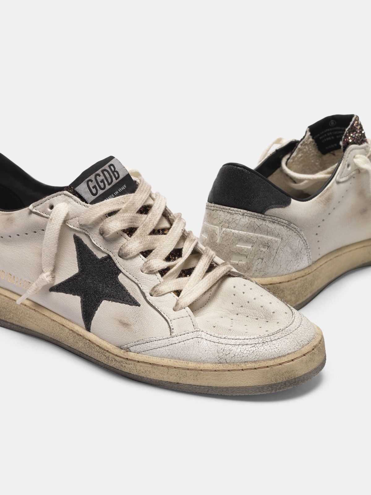 ball star sneakers with ggdb star and glittery heel tab
