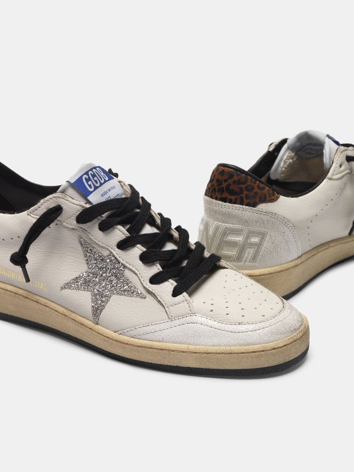 ball star sneakers with ggdb star and glittery heel tab