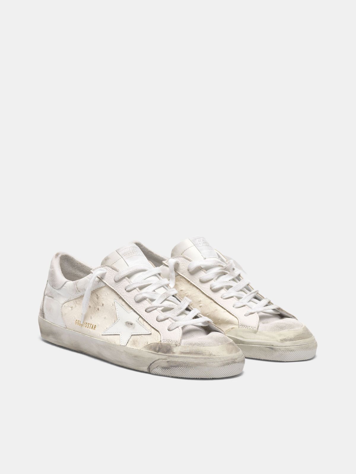 white patchwork shades superstar sneakers