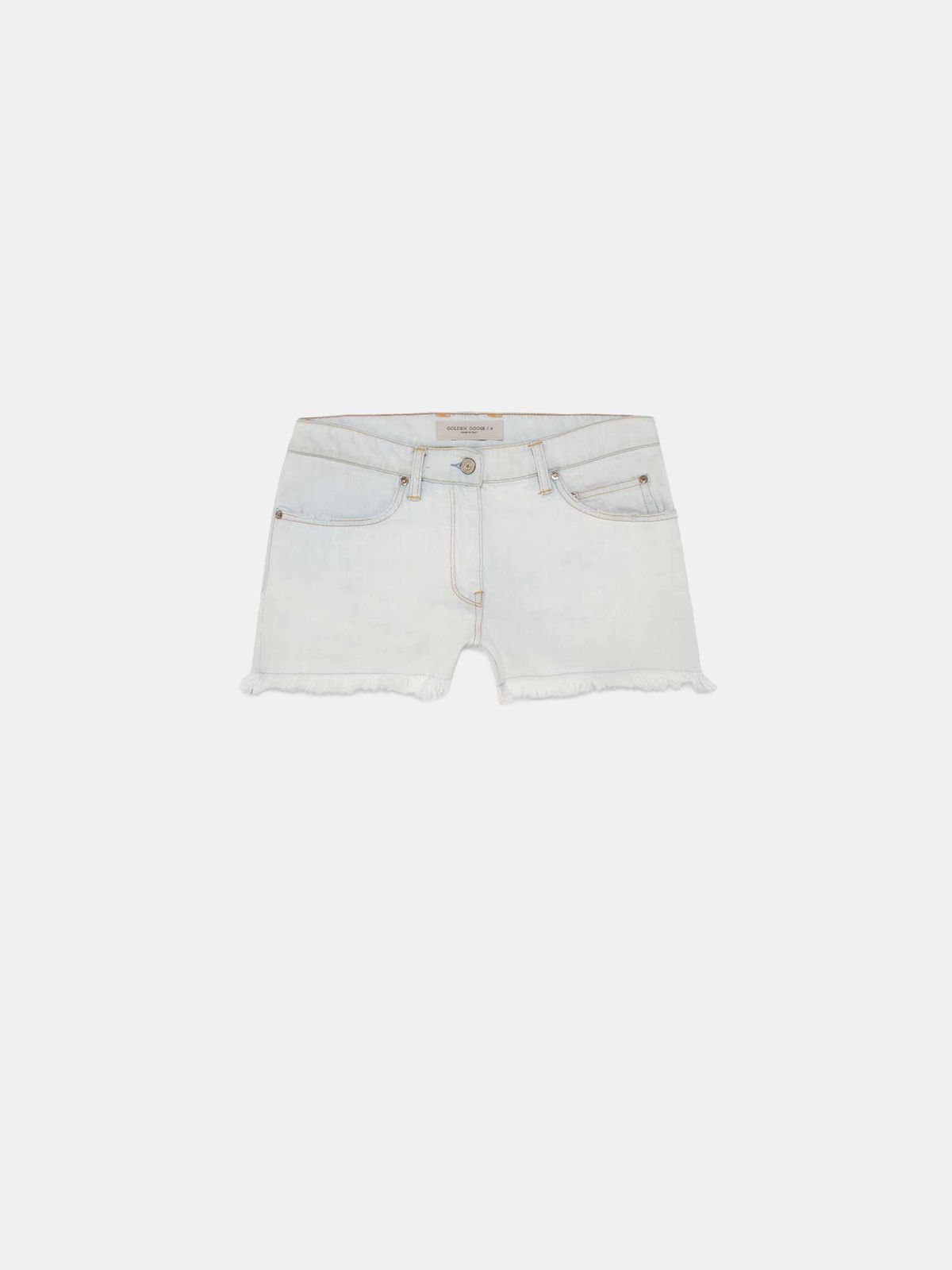 Shorts Zoey Aus Gebleichtem Denim Mit Fransen Am Beinabschluss Golden Goose