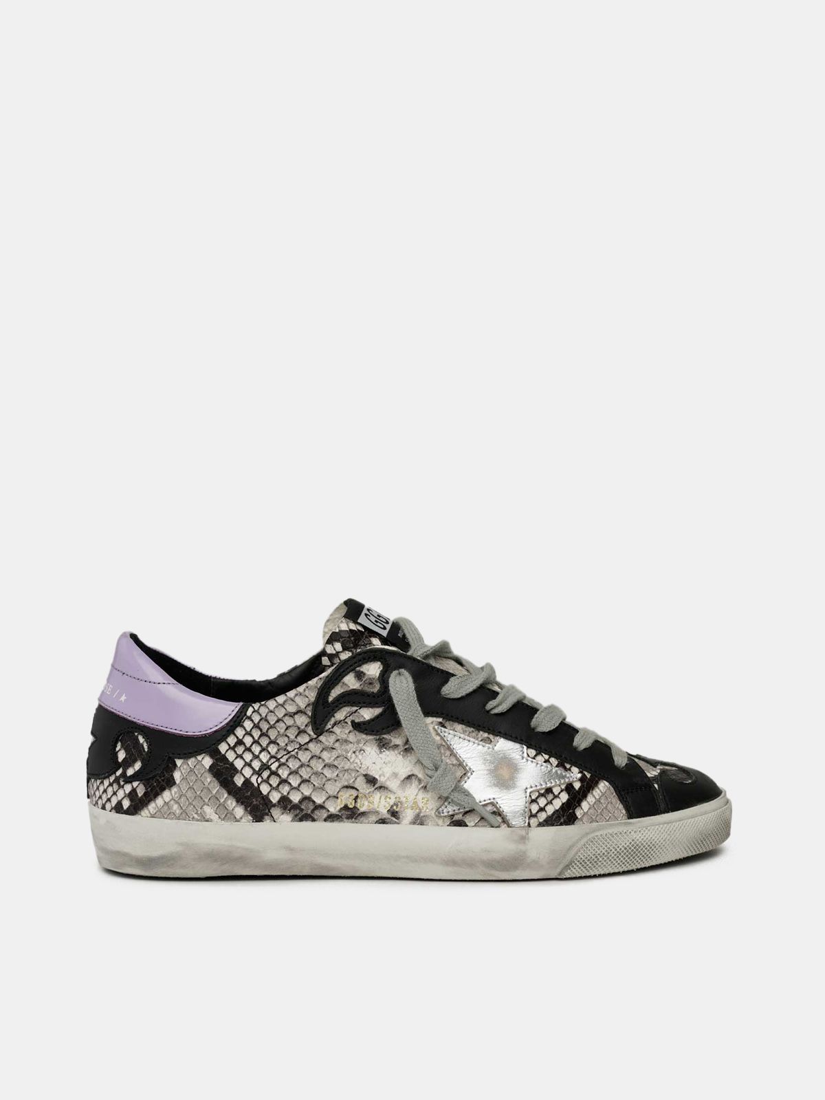 Snakeskin Super-Star sneakers with silver star | Golden Goose