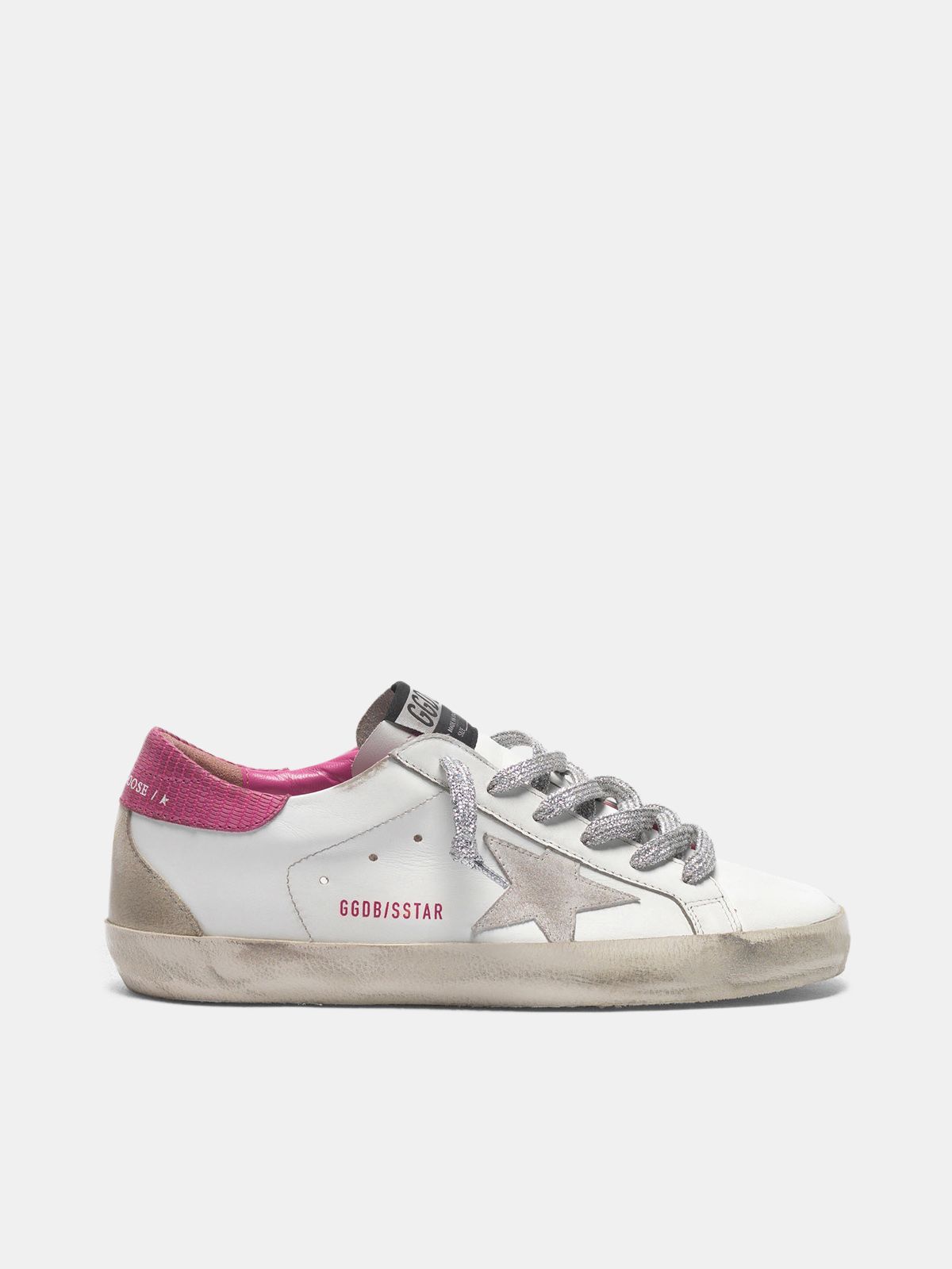 golden goose white & pink superstar sneakers