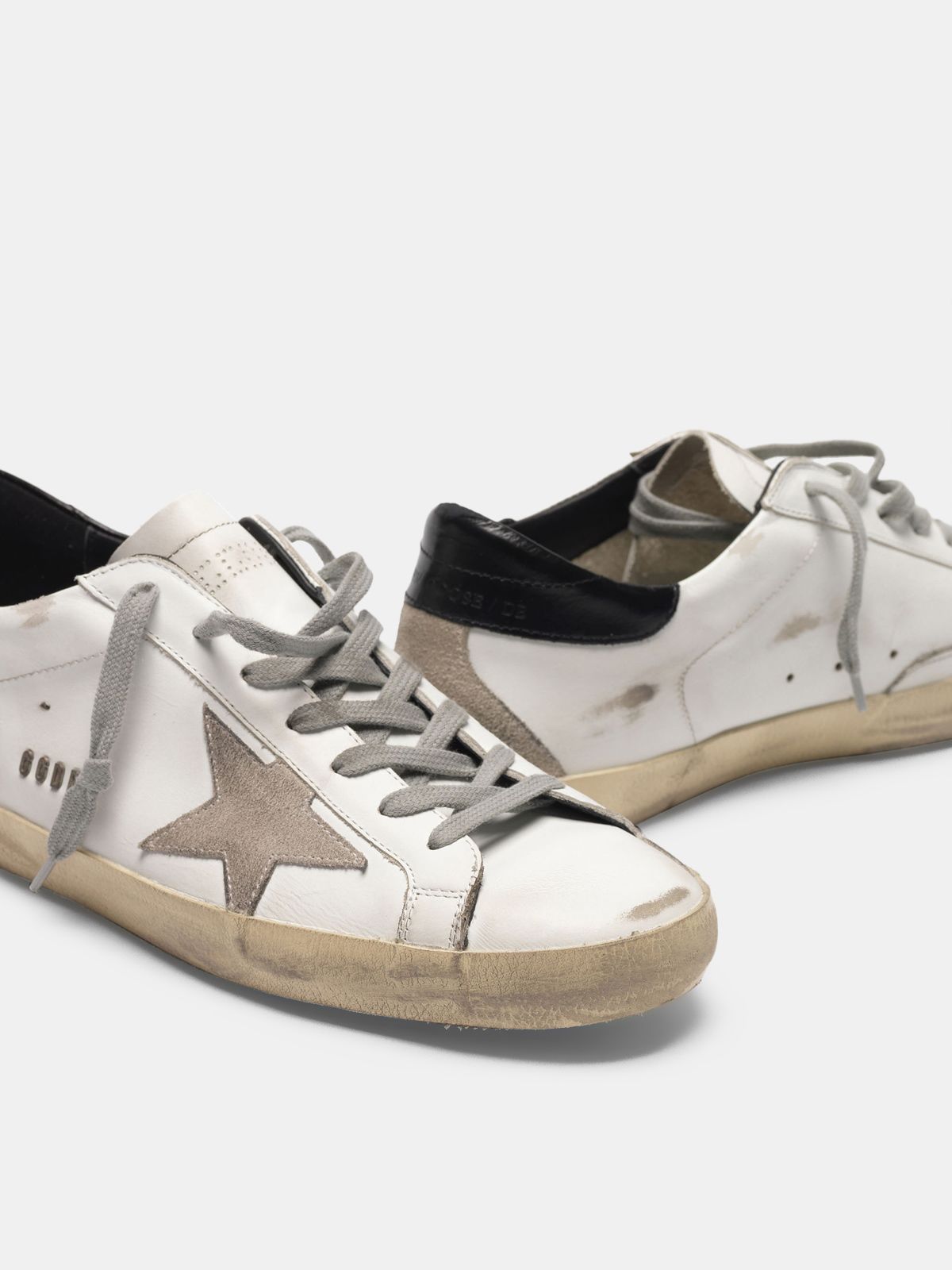 superstar sneakers in leather with star and heel tab in suede