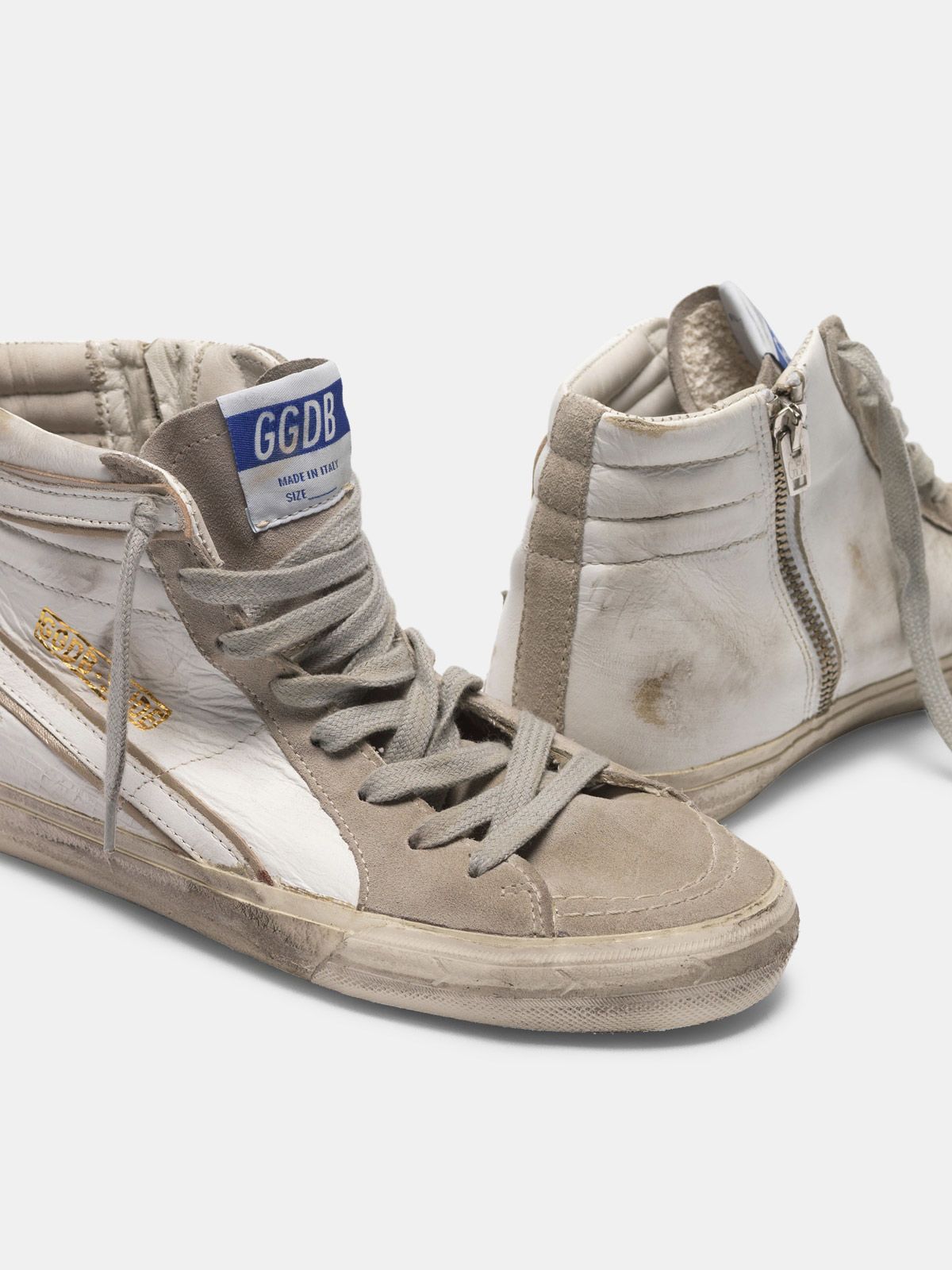 Slide sneakers in leather with suede star | Golden Goose