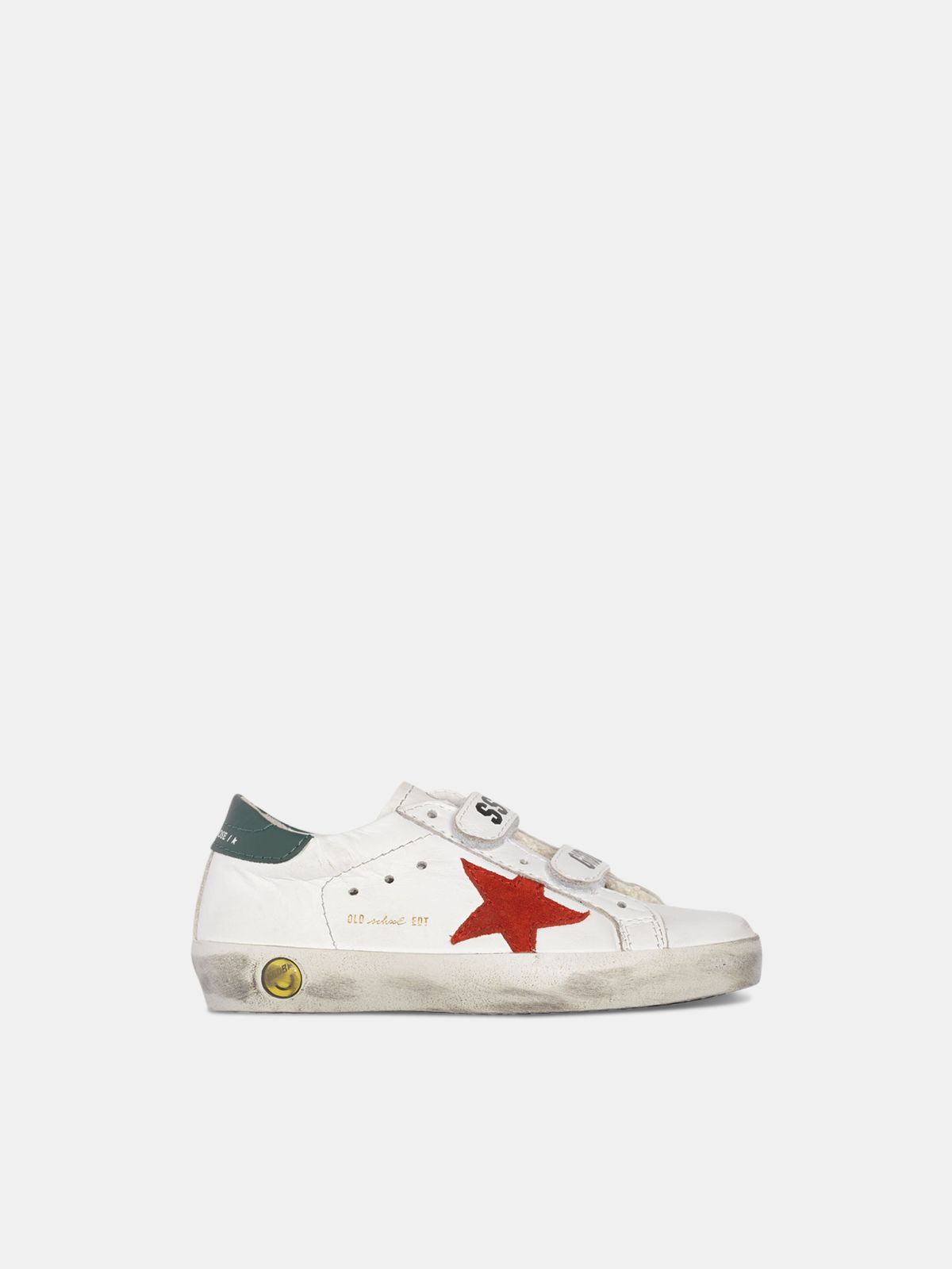 White Old School sneakers with red star 
