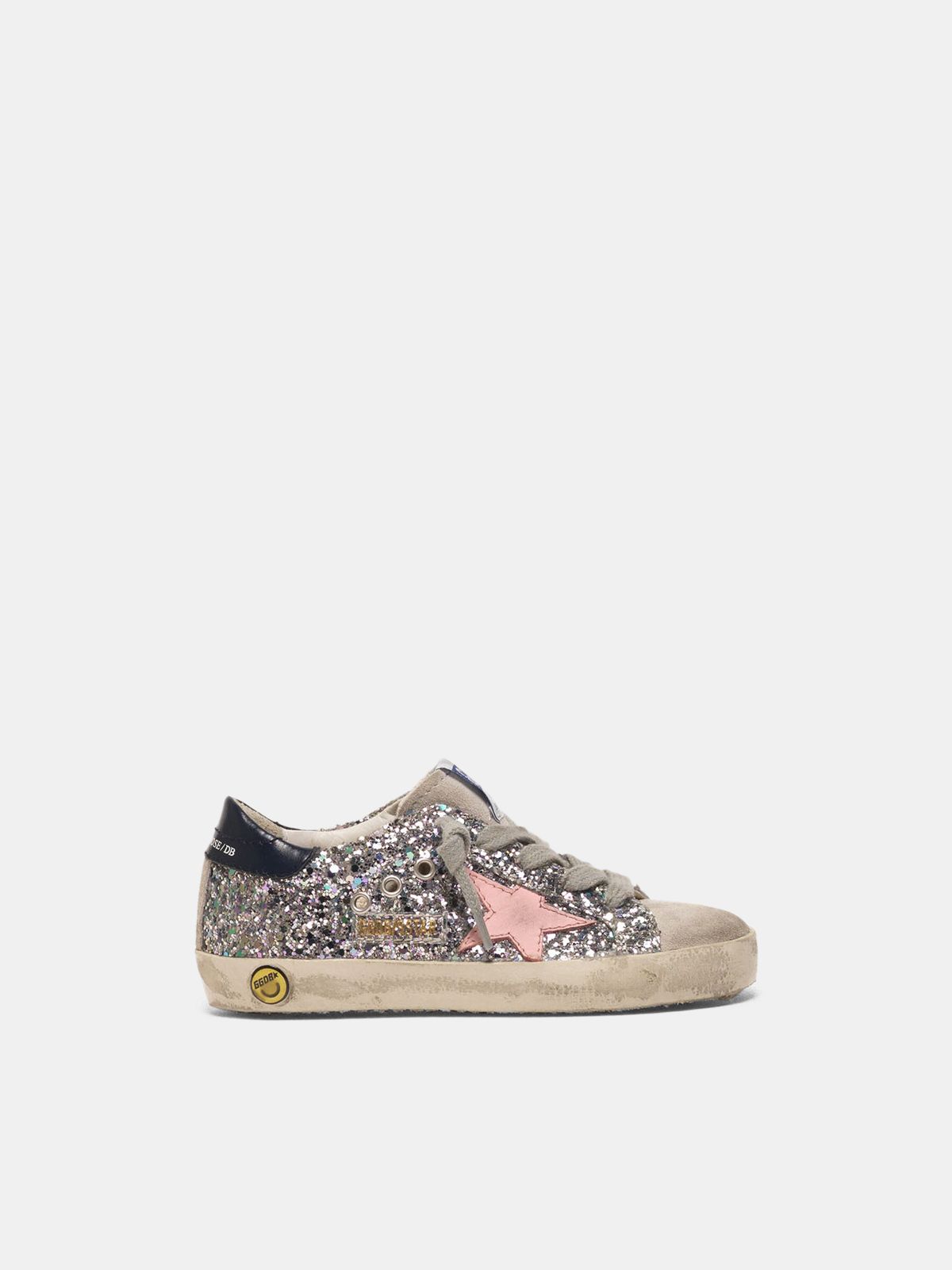 Super-Star sneakers in glitter with pink star | Golden Goose