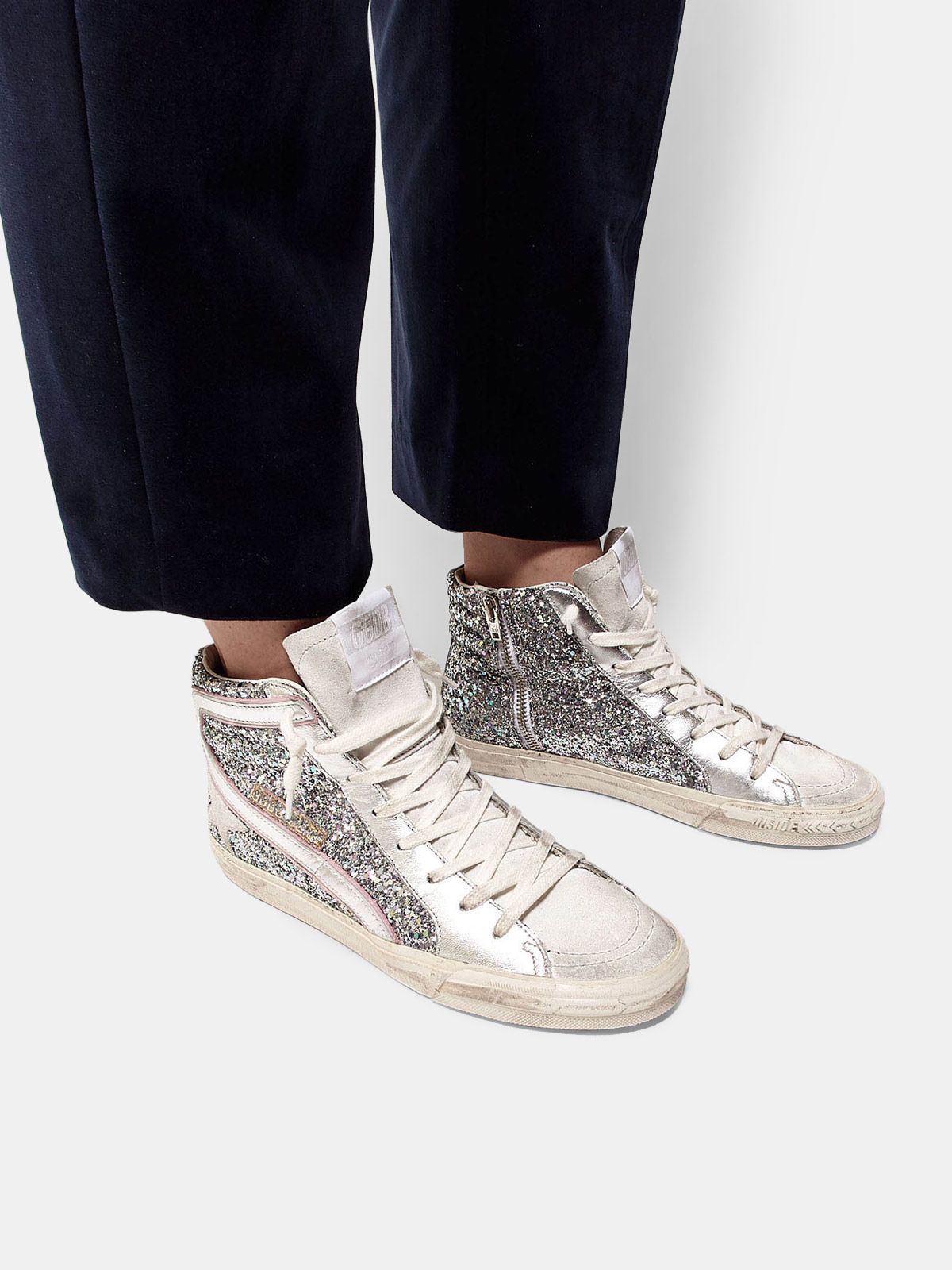 golden goose slide silver