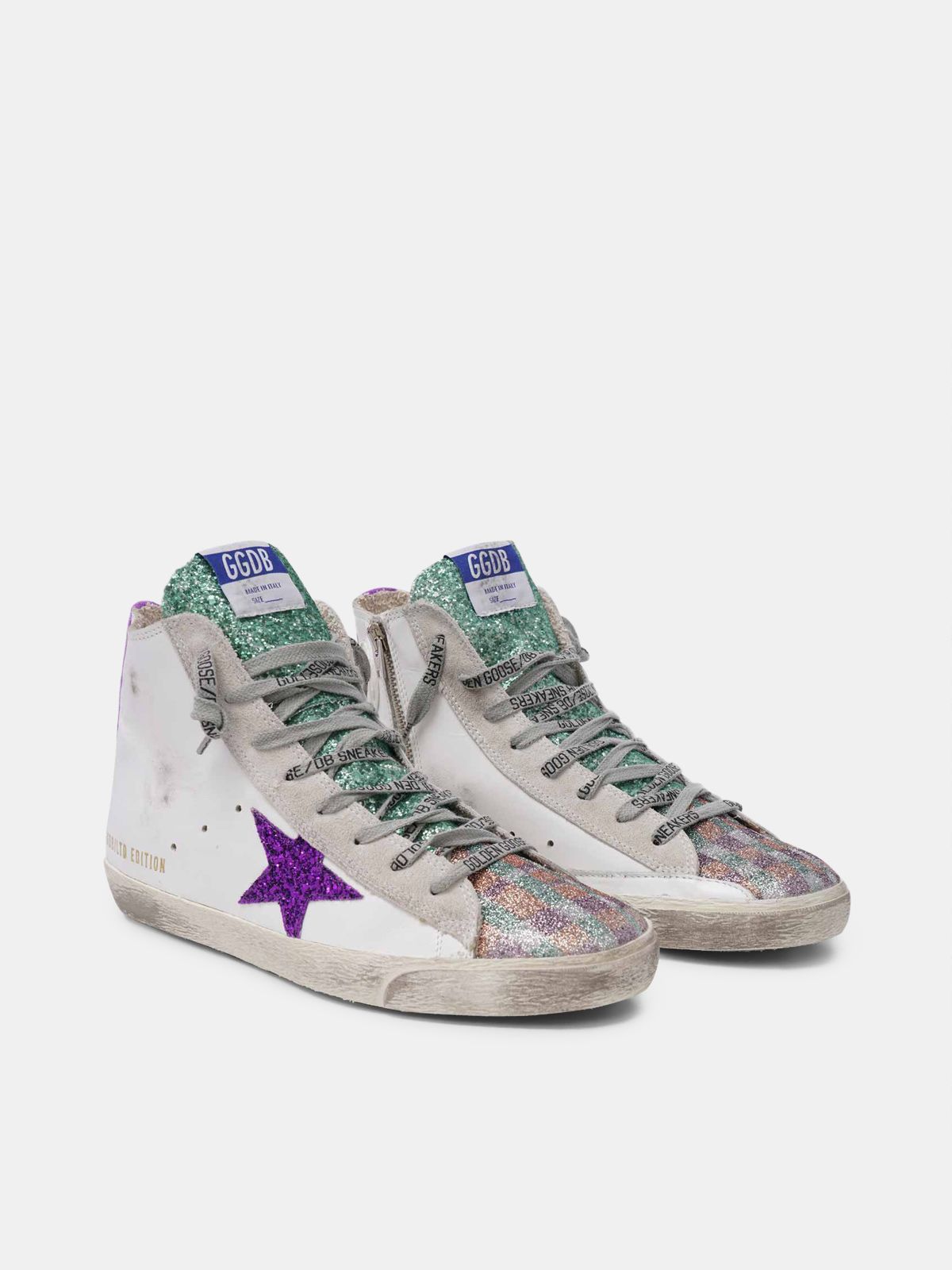 womens purple glitter sneakers