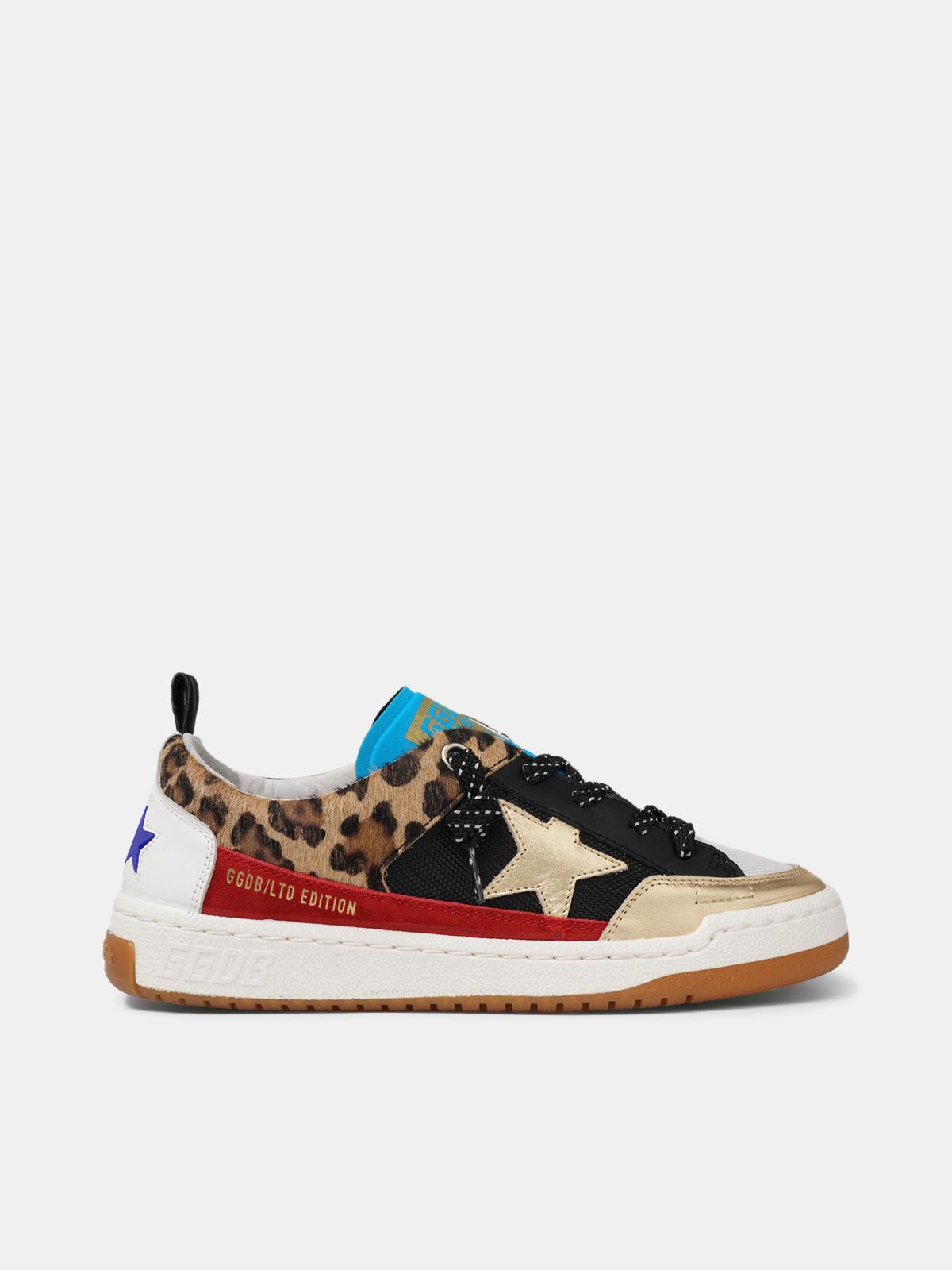 Yeah Sneakers In Leopard Print With Gold Star Golden Goose