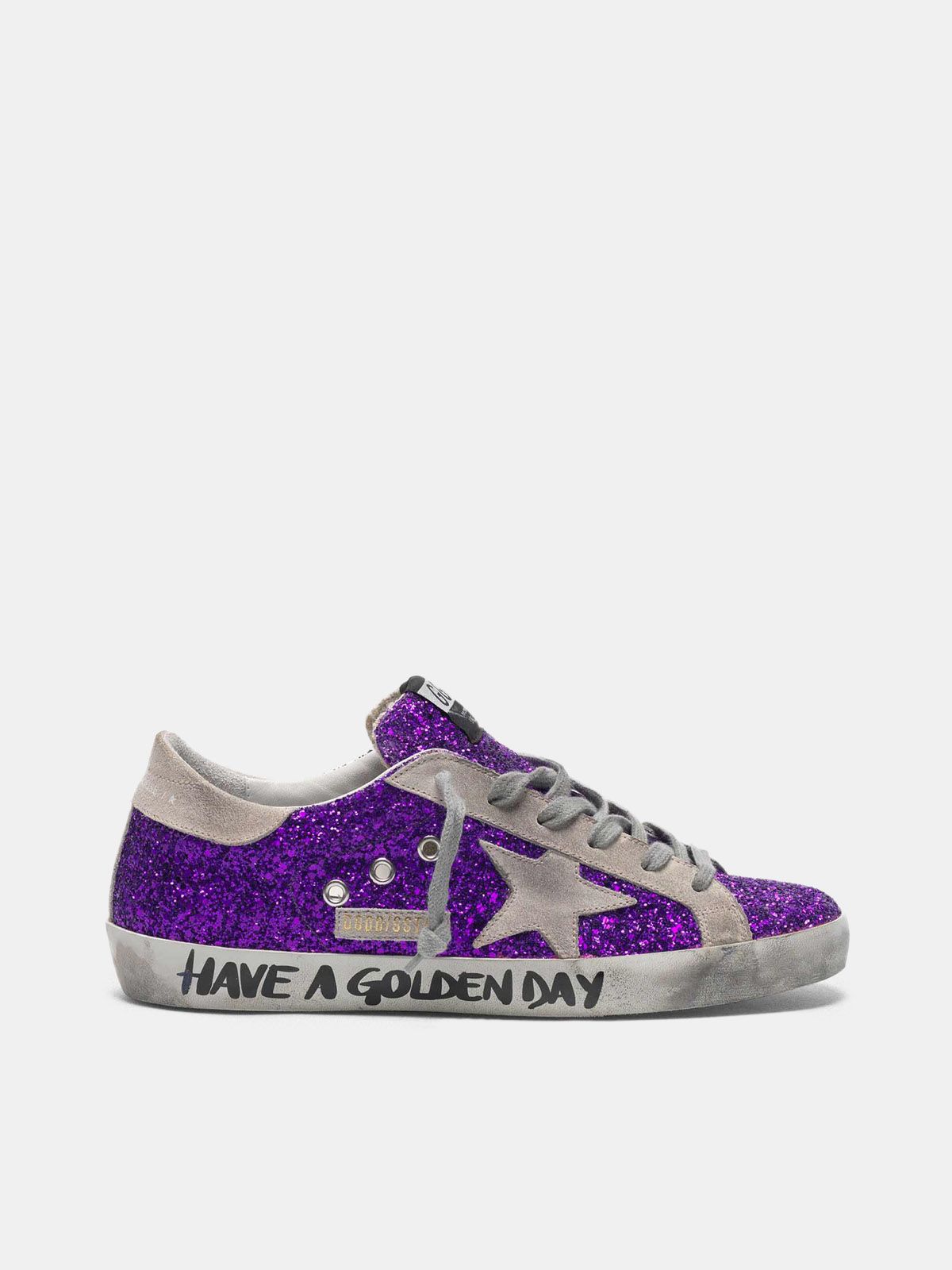 Super-Star sneakers with purple glitter 