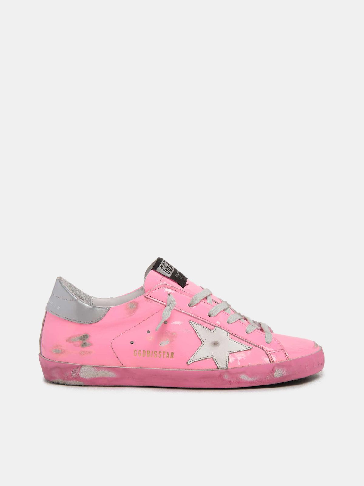 Sneakers Super-Star rosa con talloncino argento | Golden Goose