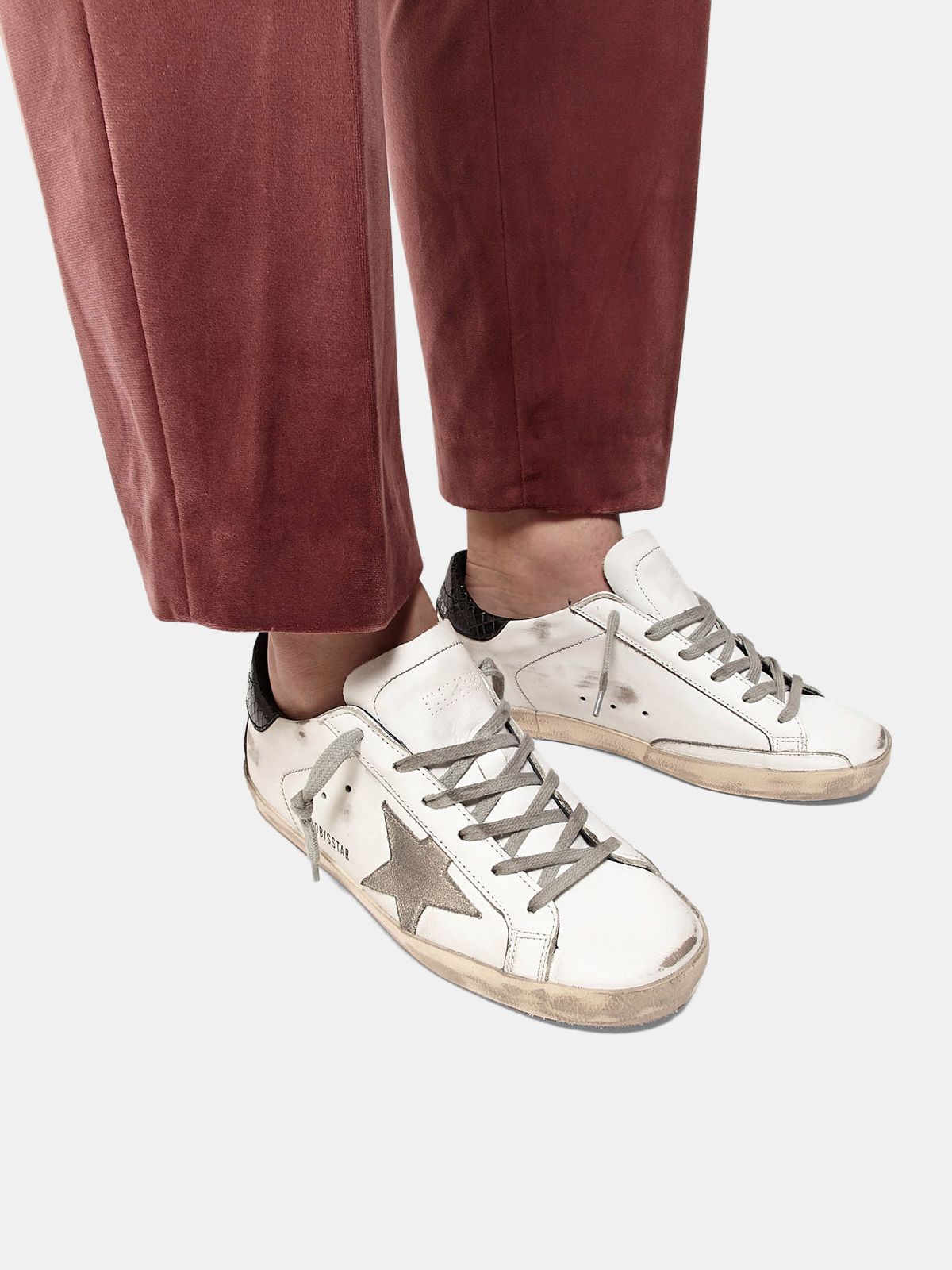 superstar sneakers in leather with glossy heel tab