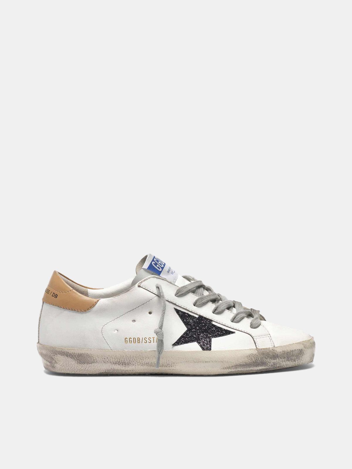 superstar sneakers in leather with glittery star