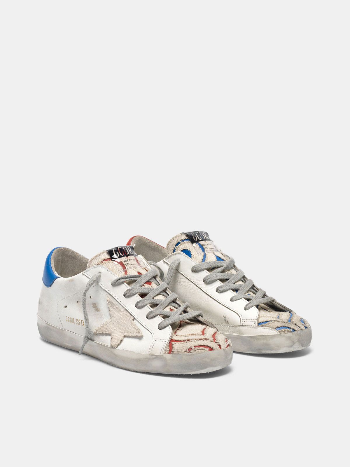 Super-Star sneakers in leather with canvas inserts | Golden Goose