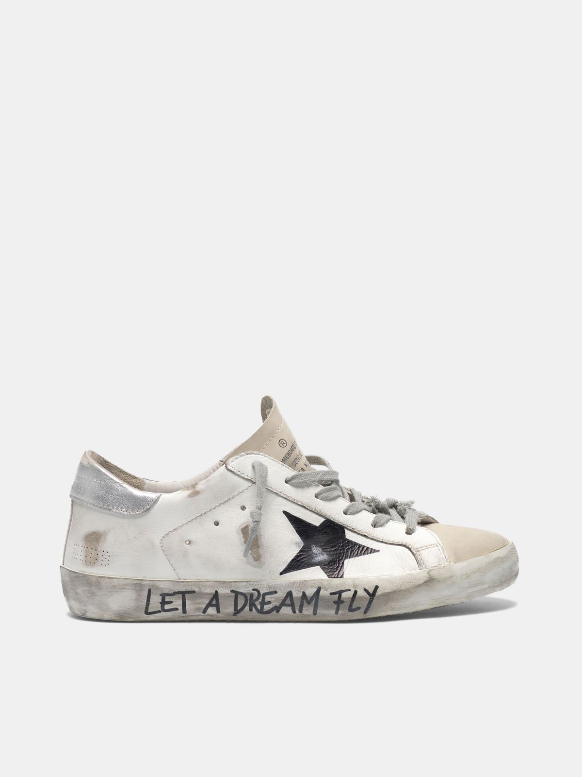 Super-Star sneakers in leather with \u0026#34;Let a dream fly\u0026#34; lettering | Golden  Goose