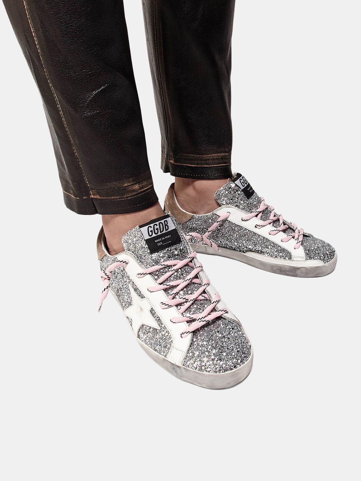 superstar sneakers with glitter upper and white star