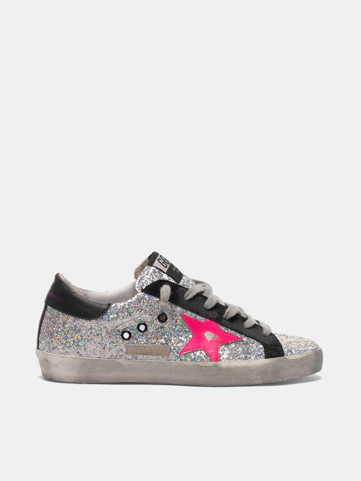 superstar sneakers with glitter upper and white star