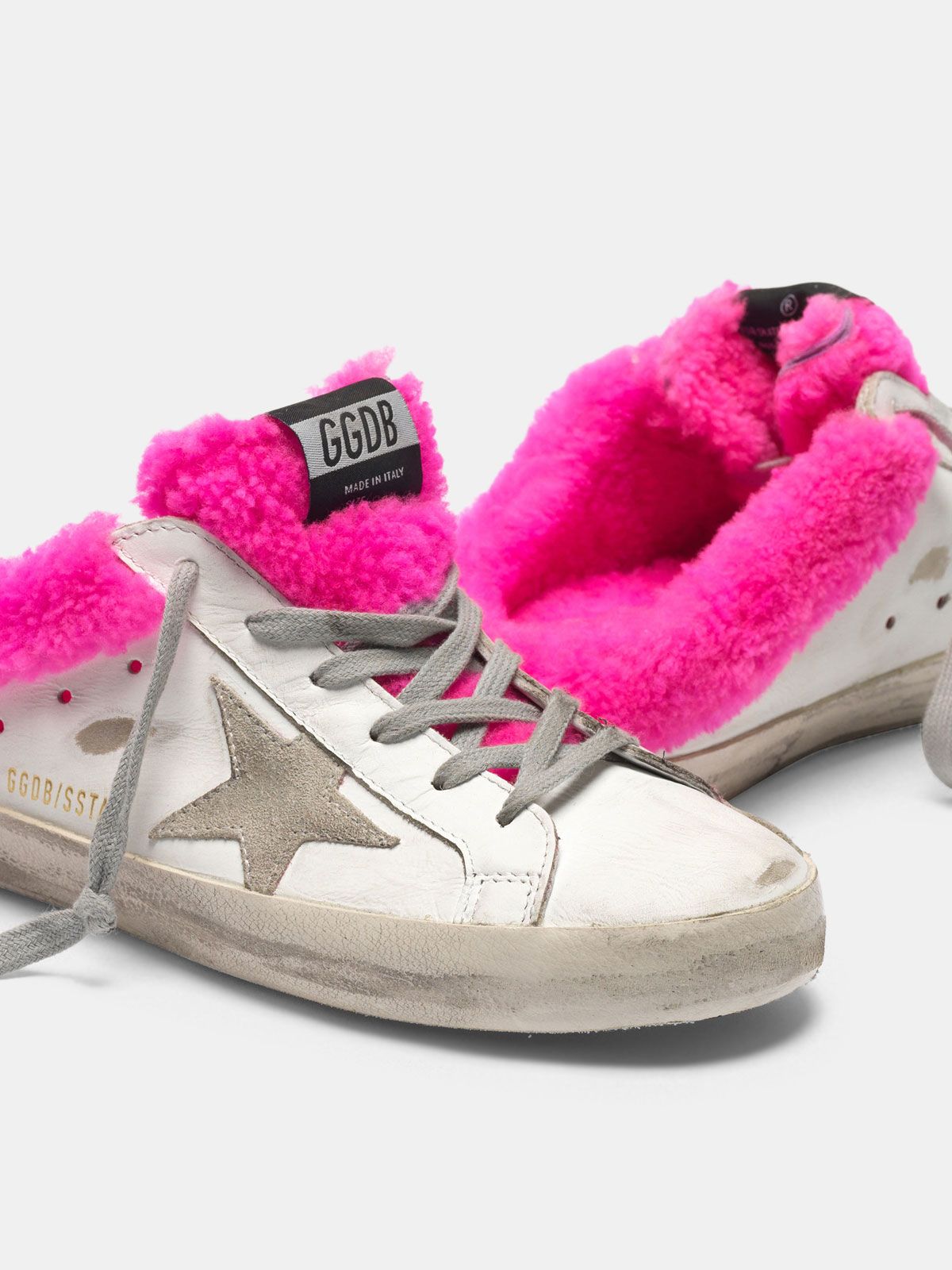 golden goose pink fur sneakers