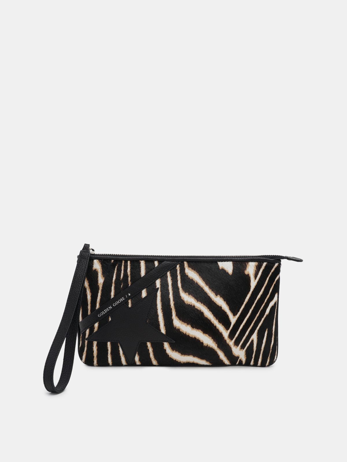 zebra print clutch bag