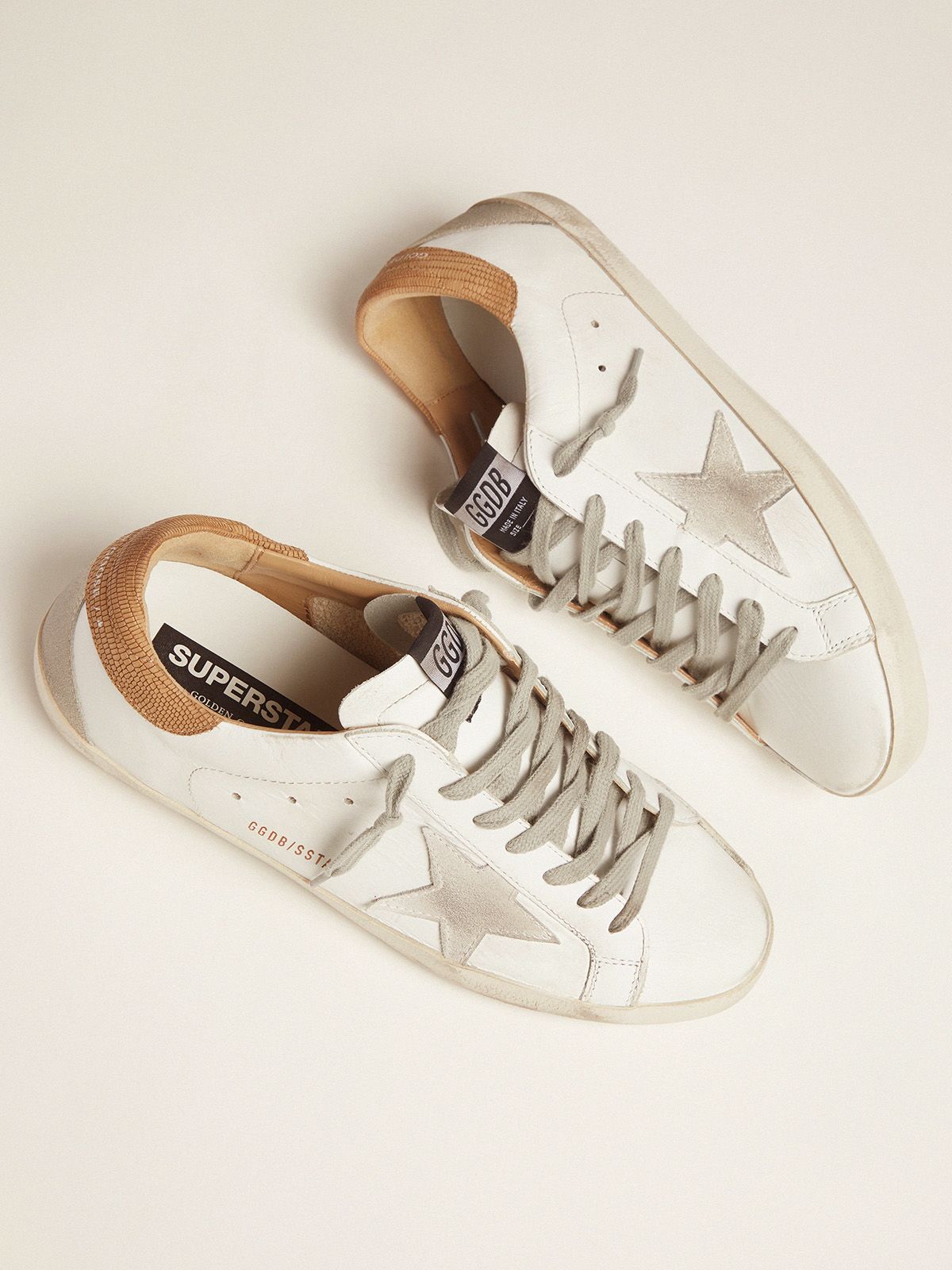 superstar sneakers in leather with glossy heel tab
