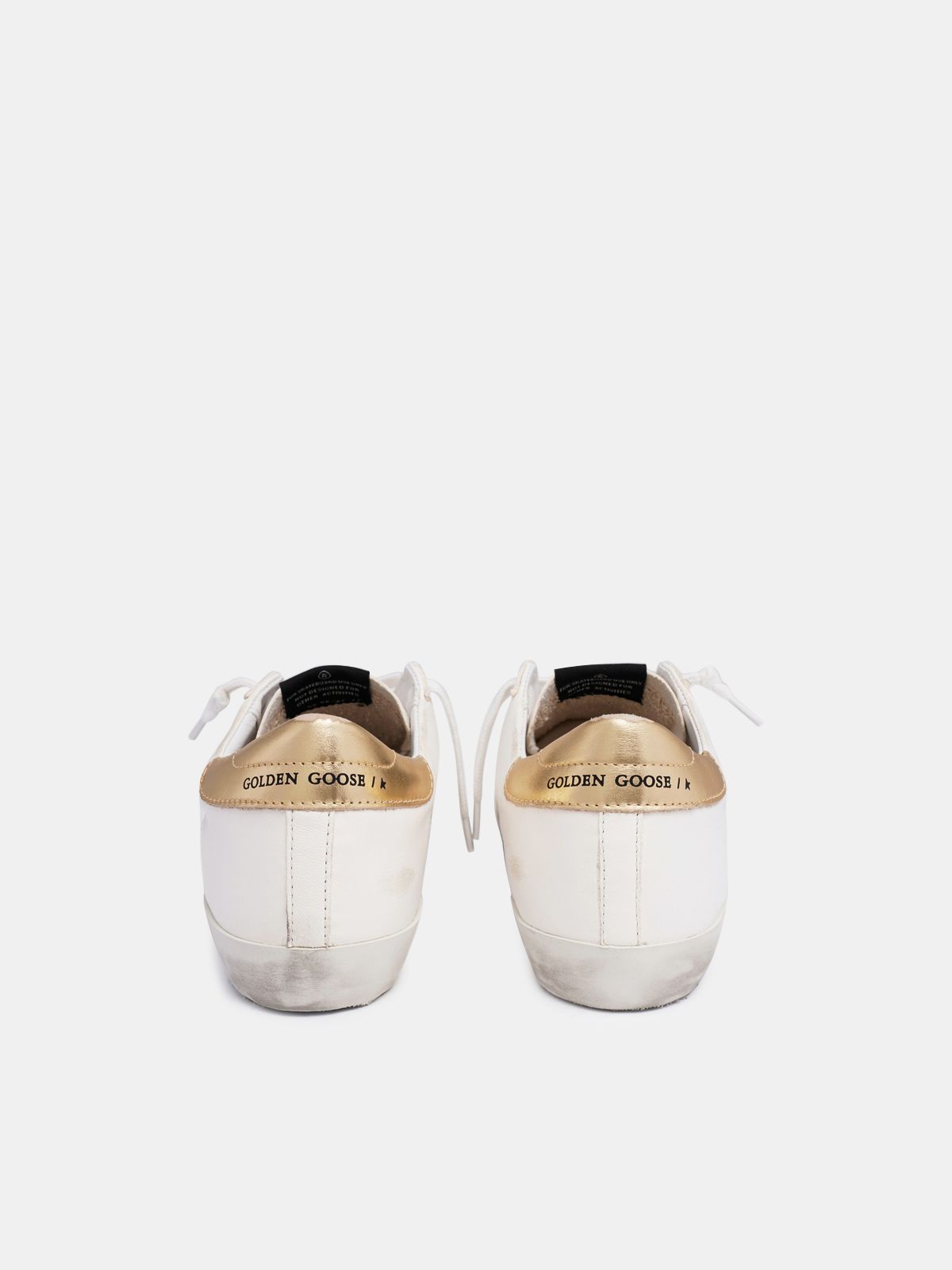White Super Star Sneakers With Gold Heel Tab Golden Goose