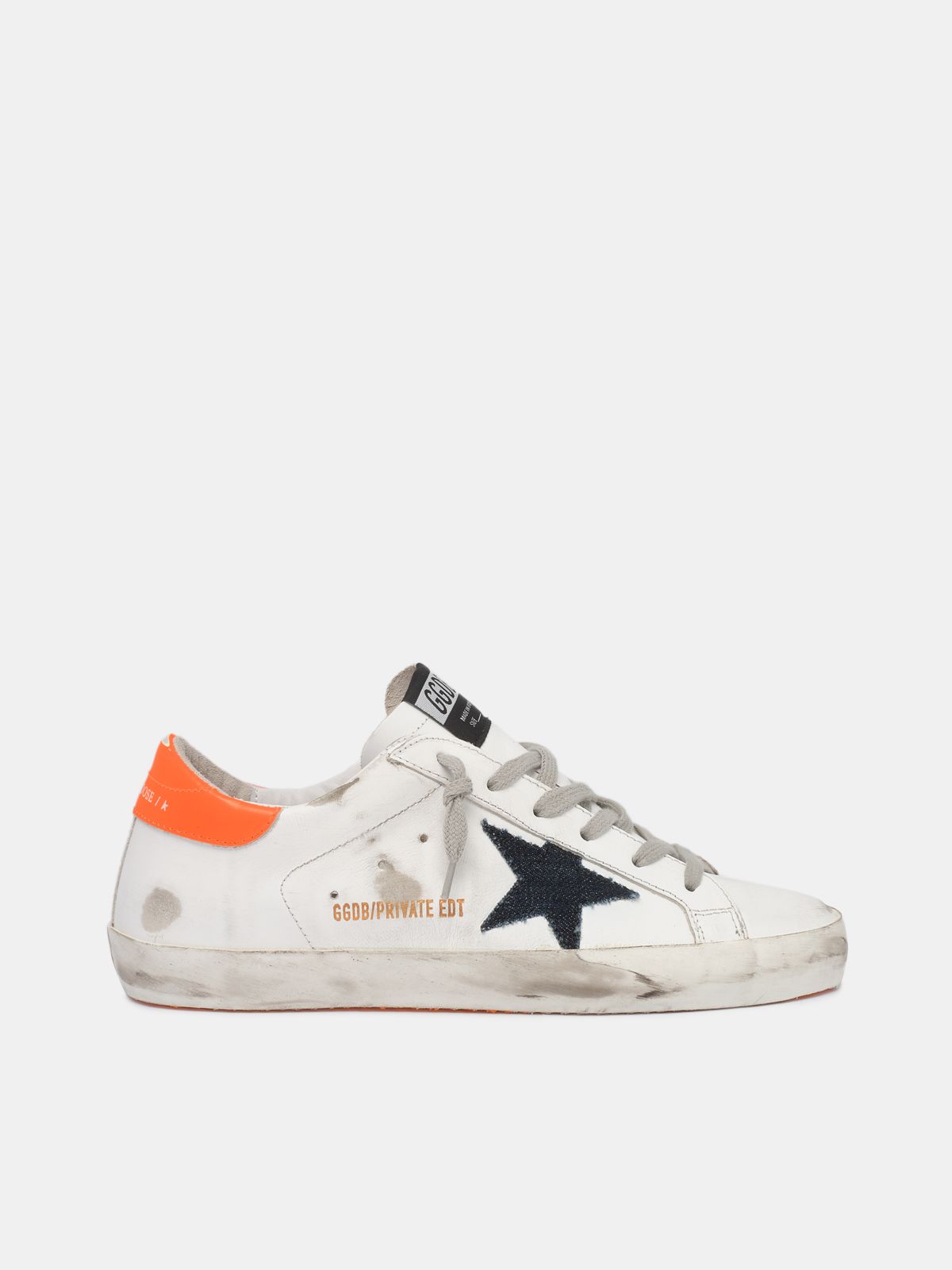 superstar sneakers in leather with glossy heel tab