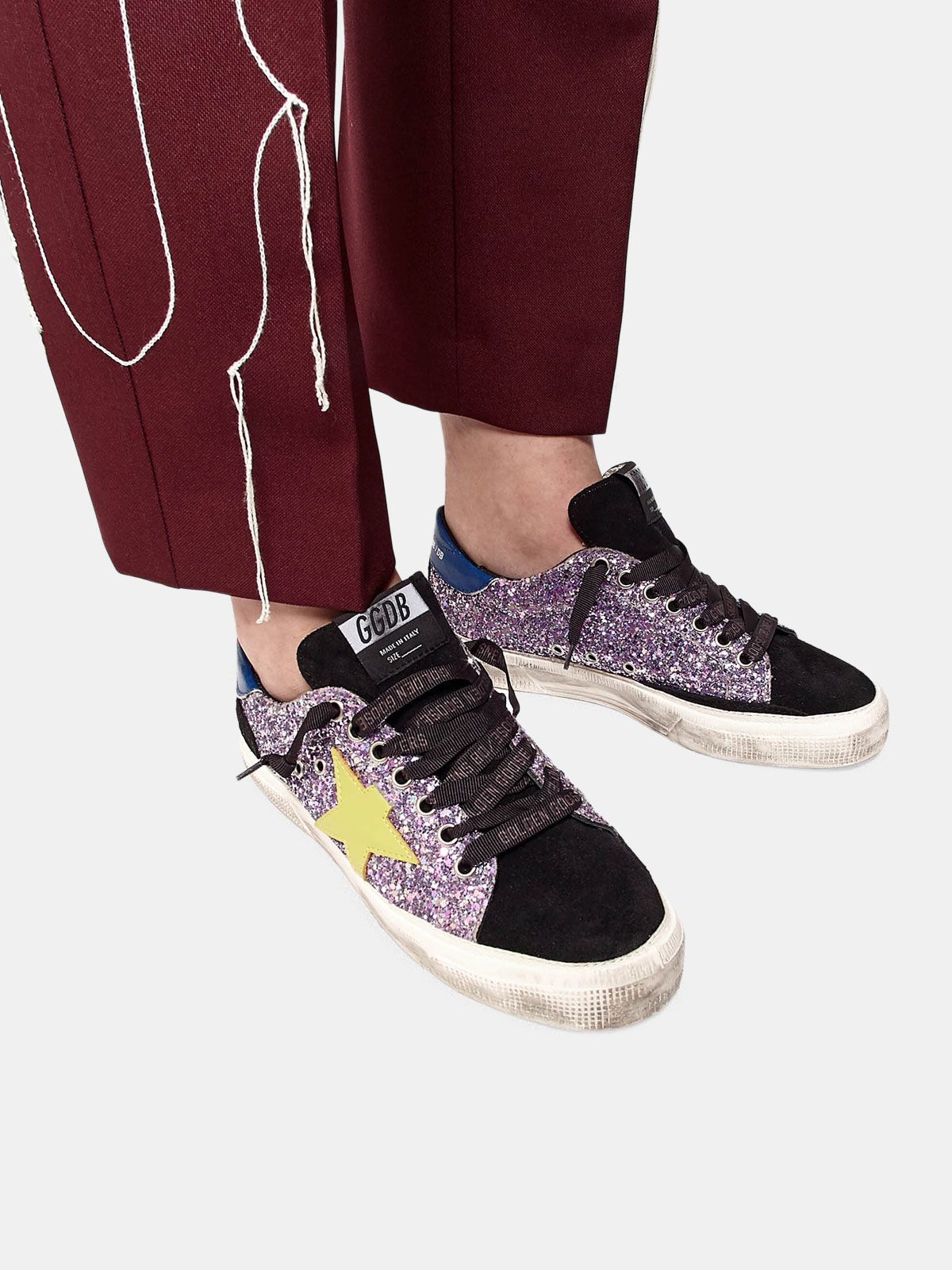 sneakers in glitter and suede leather | Golden Goose
