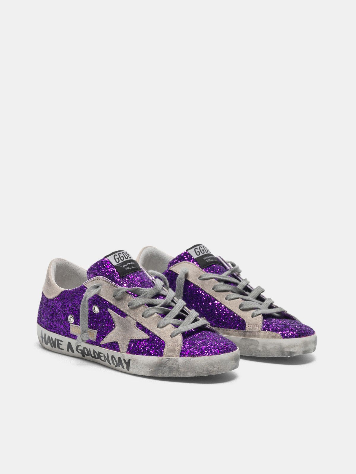 purple golden goose sneakers