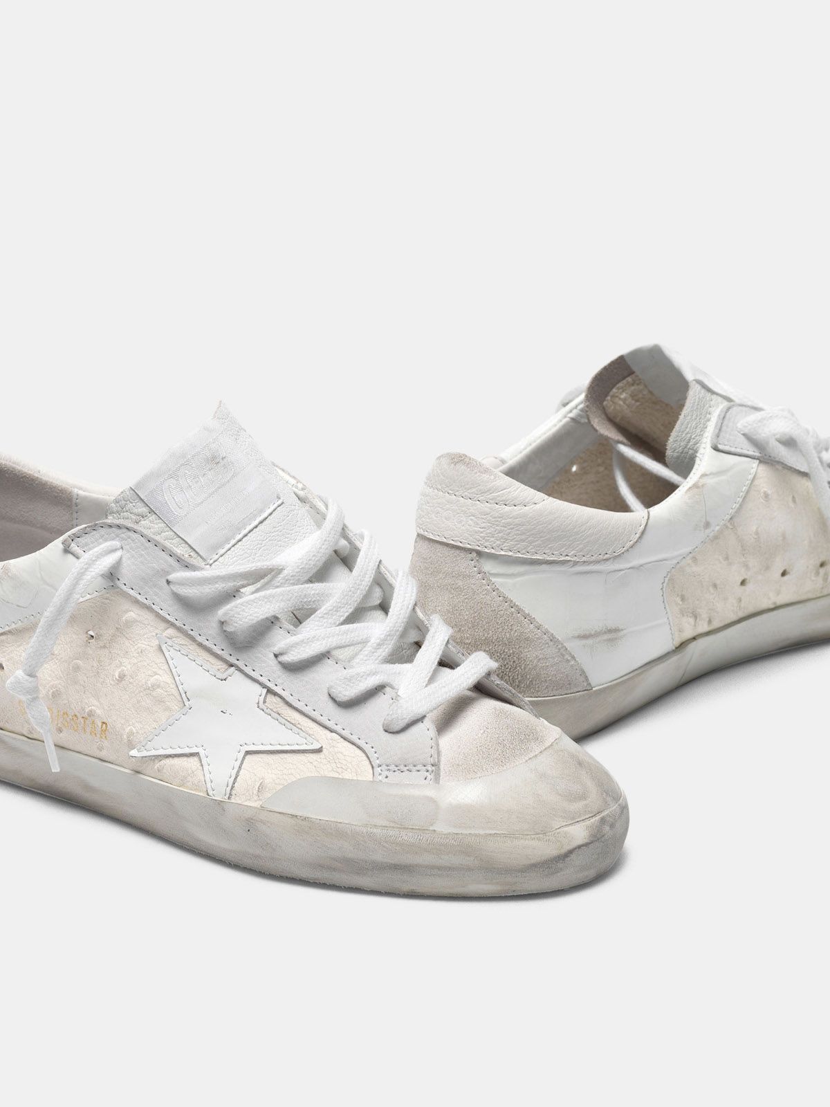 white patchwork shades superstar sneakers